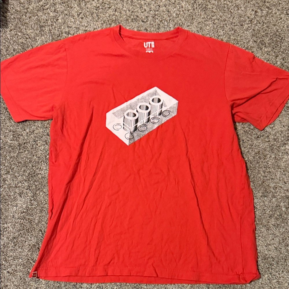 Red Lego Brick Schematic Uniqlo UT Men's Short Sleeve Tee